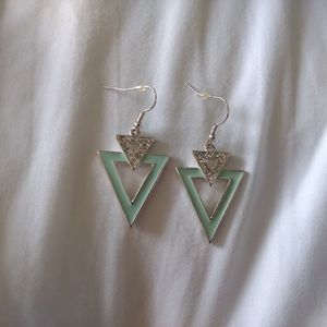 Light blue-green and rhinestone earrings